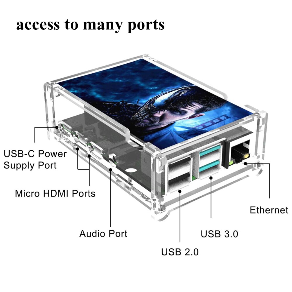Raspberry Pi 4 Touch Screen 3.5 inch TFT LCD 480*320 Display with Acrylic Case Aluminum Heat Sink for Raspberry Pi 4 Model B 4B
