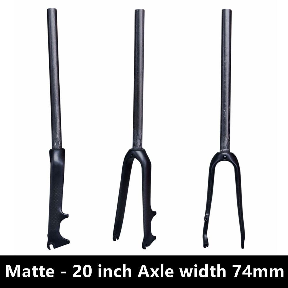 Glanzende/matte 3k carbonvezel opvouwbare bmx-fietsvork voorvork 14 16 18 20 22 inch stuurbuis 28.6mm schijfremmen: Mat 20 inch 74mm
