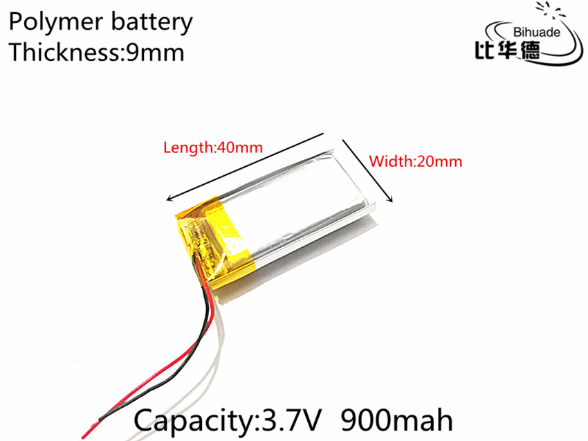 1pcs 3.7V 900mAh 902040 Lithium Polymer Li-Po li ion Rechargeable Battery cells For Mp3 MP4 MP5 GPS PSP mobile bluetooth