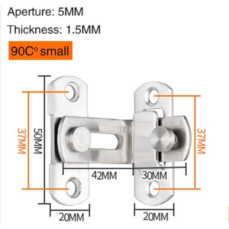 Stainless steel lock right angle flat angle bend lock easy assembly bolt stainless steel door buckle cabinet door lock: Right Angle 90 Small