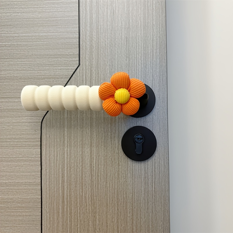 Guantes de manija de puerta estilo flor pequeña para puestos de puertas, cubiertas insonorizadas y anticolisión para protección de puertas: naranja