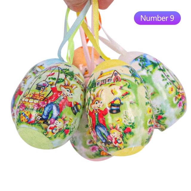6Pcs Paaseieren Diy Eierschaal Kinderen Handgemaakt Speelgoed Pasen Decoraties: 9