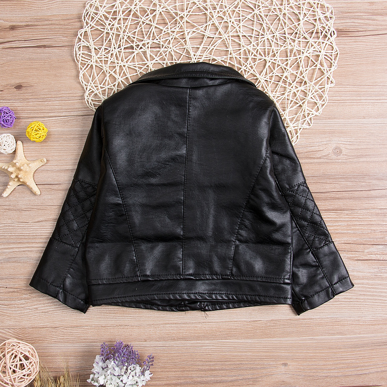 2-7T Kids Baby Girl Motorcycle PU Leather Jacket Biker Coat Overcoat Black Clothes Baby Coat