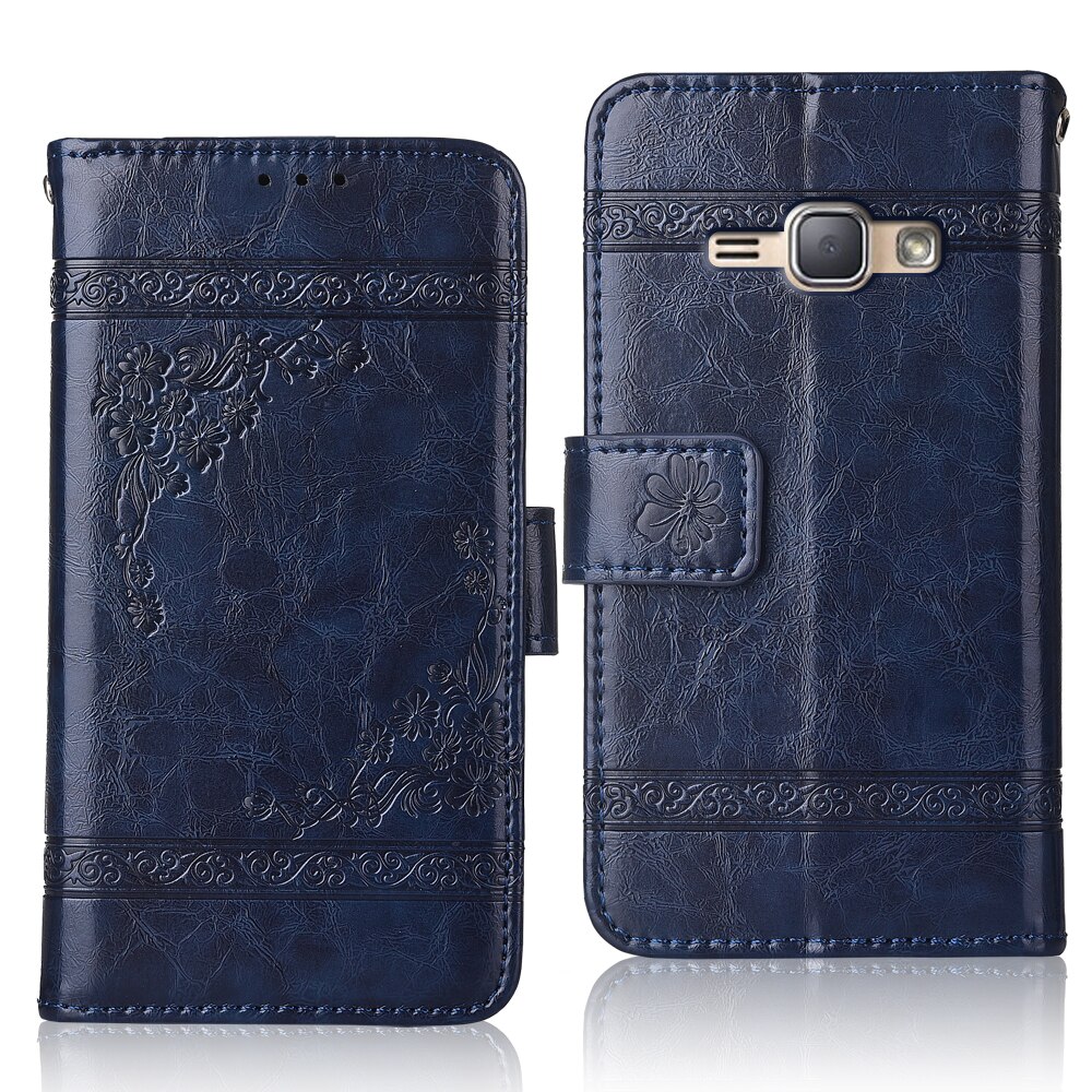 J1 J120 J120F SM-J120F Case Flip Portemonnee Lederen Case Voor Op Samsung Galaxy J1 J120 Back Cover J12016 J 120 Coque: oil-Blue