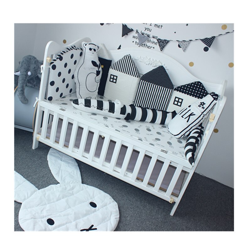 Neonatale Wieg Huis Bumper Crib Protector Katoenen Kussen Pad Bed Hek Nodic Kinderkamer Decoratie 120Cm Wieg Bumper