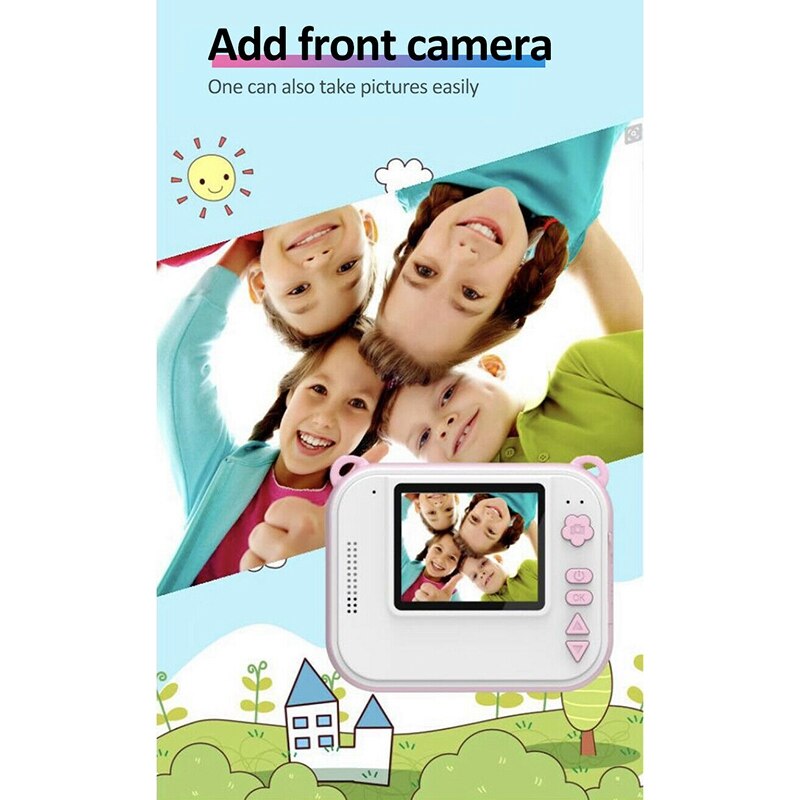 DIY Digital Instant Print Camera Full Color Prints Child Camera for Children Baby - Pink