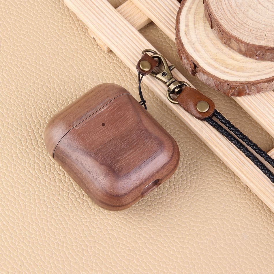 AirPods Case - Natural Wood & Leather - For AirPods 1 & 2 - Handcrafted Protective Cover