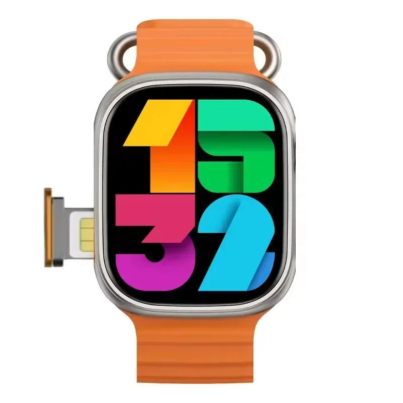 Android smartwatchc9s 5g rede cartão sim 2.1 Polegada amoled gps wifi chamada global relógio inteligente masculino ultra 4g cartão sim: XL / Laranja