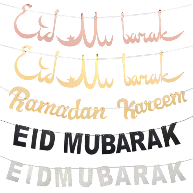 måke sølv glitter eid mubarak banner eid festival ramadan fest dekorasjon veggheng ramadan kareem Bunting papir krans