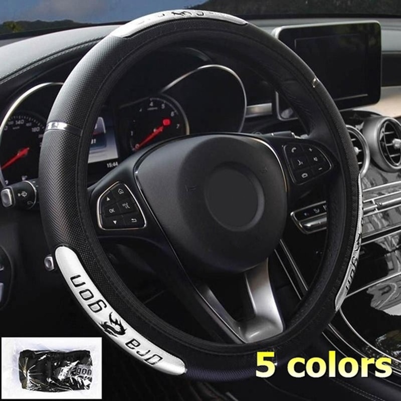 Universal- Coole Leder Chinesischen Drachen Auto Lenkrad Deckt Reflektierende Pu Leder Lenkung-Rad Abdeckungen Busines Stil