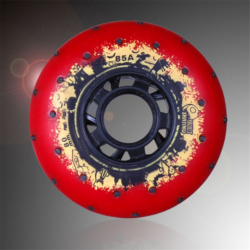 Skøjteløb 2nd ildsten gnistrende rulleskøjtehjul 85a glidende bremsning firestone hjul til seba hv igor skj [ 72mm 76mm 80mm ]: Rød / 76mm