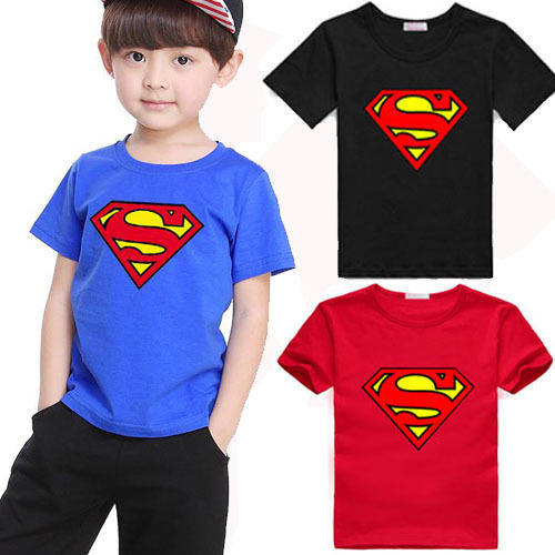 Zomer Baby Kids Jongens Superman Korte Mouw T-shirt Katoen Tops Kleding 2-7 Y