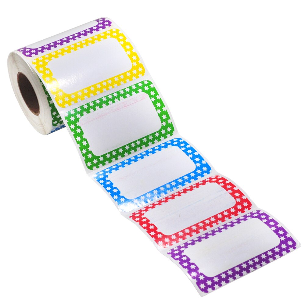 Farverige, almindelige navneskiltetiketter  - 500 klistermærker /1 rulle  - 3 1/2 x 2 1/4-1 tommer