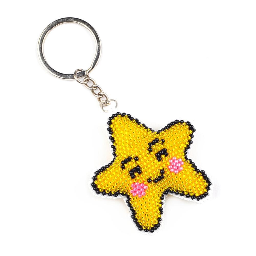 Diy pärlbroderi startpaket nyckelkedja kit lucky leaf star nyckelring hantverk handarbete korsstygn pärla broderi: Stjärna