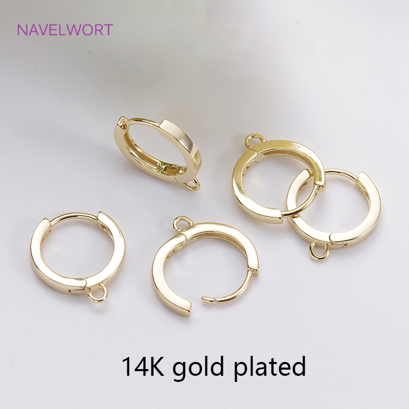 Ganchos para pendientes chapados en oro de 14 quilates, pendientes redondos de aro para suministros de joyería, sujetadores para pendientes, accesorios para pendientes DIY: L / Blanco