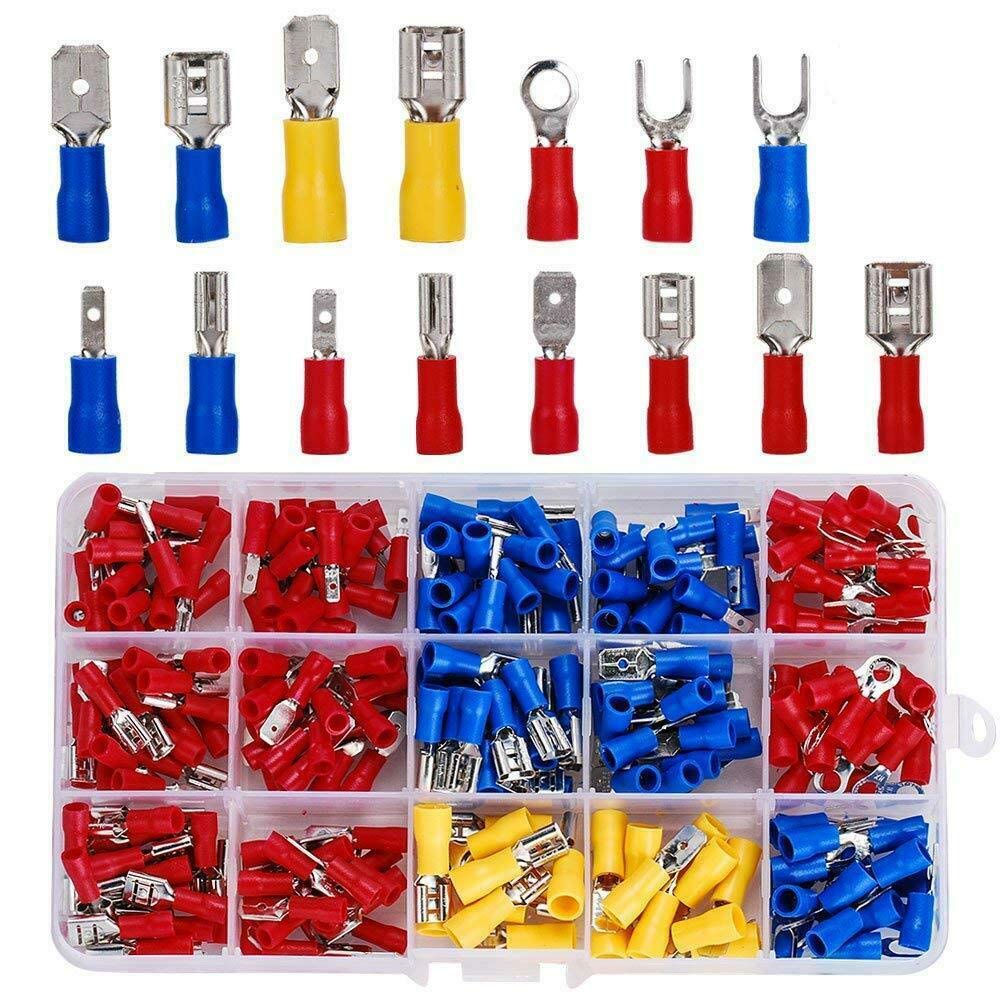 280PCS Crimp Spade Terminal Assorted Electrical Wire Cable Connector Kit Crimp Spade Insulated Ring Fork Spade Butt Set