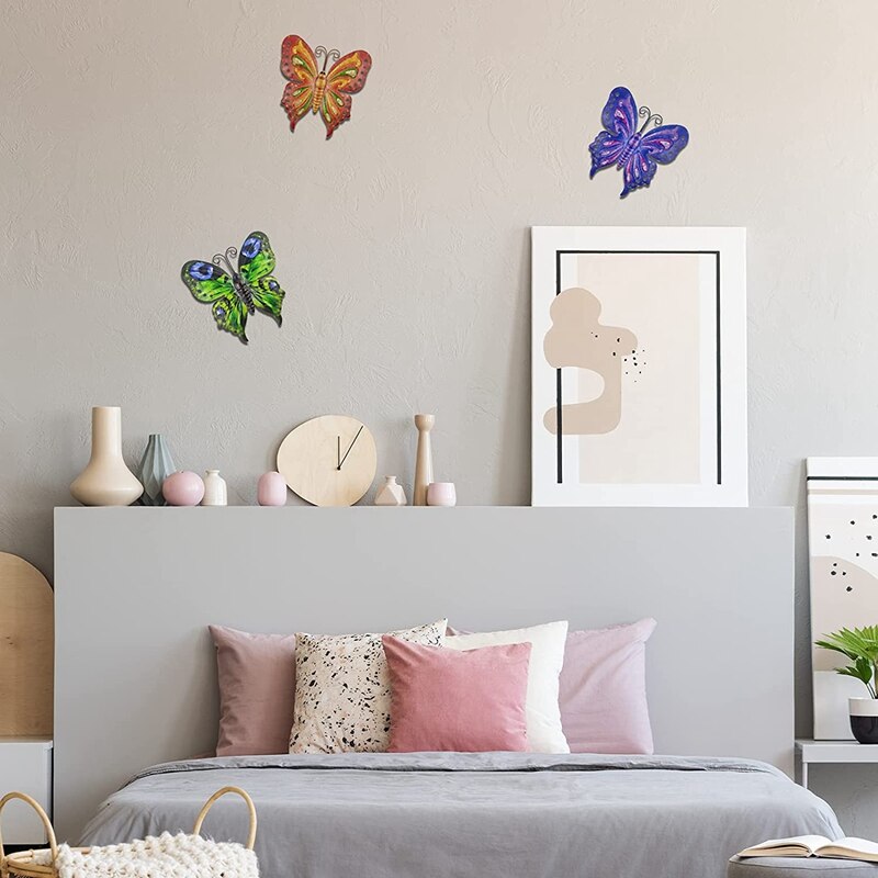 3 Pcs Metal Vlinders, Tuin Hek Decoraties, Metalen Vlinder Wall Art Voor Indoor En Outdoor, Vlinders Ornament