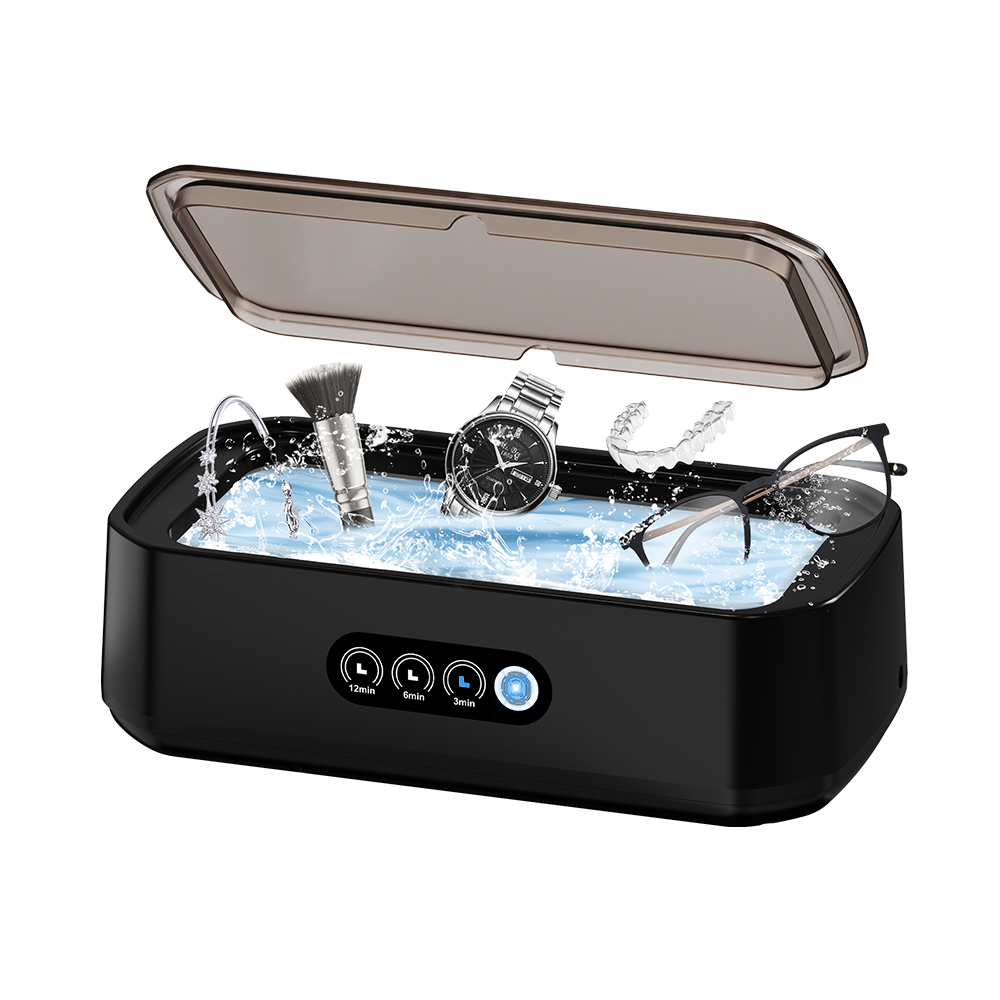Ultraschall Reiniger Maschine Brillen 650 ml Mini Hochfrequenz Vibration Reinigung Für Gläser Schmuck Prothese Schnuller: Schwarz / EU