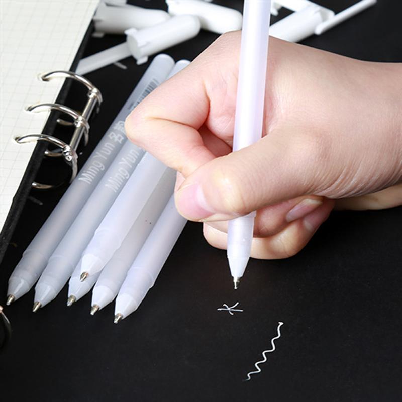 6 Pcs White Oil Based Paint Pen Markers Fine Point Tips Permanent Ink that Works on Glass Wood Metal Rubber Rocks Stone Arts Cra