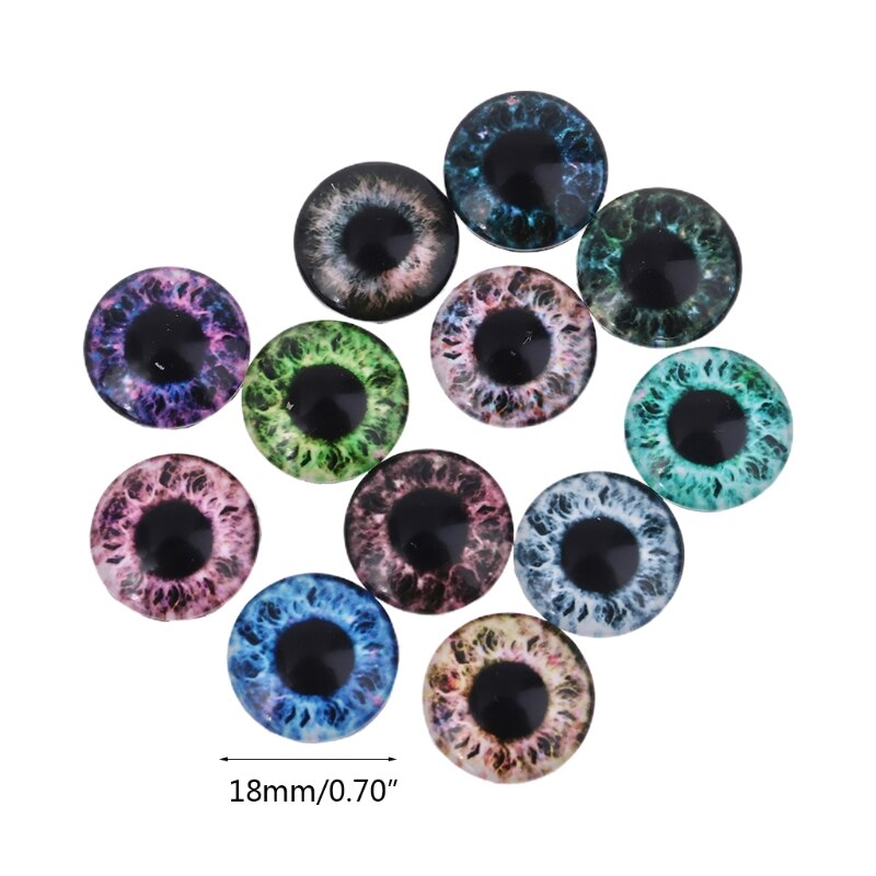 20 sztuk szklane lalki oko DIY rzemiosło gałki oczne dla zwierząt dinozaurów oczy akcesoria B2QD: 5AC105205  18mm