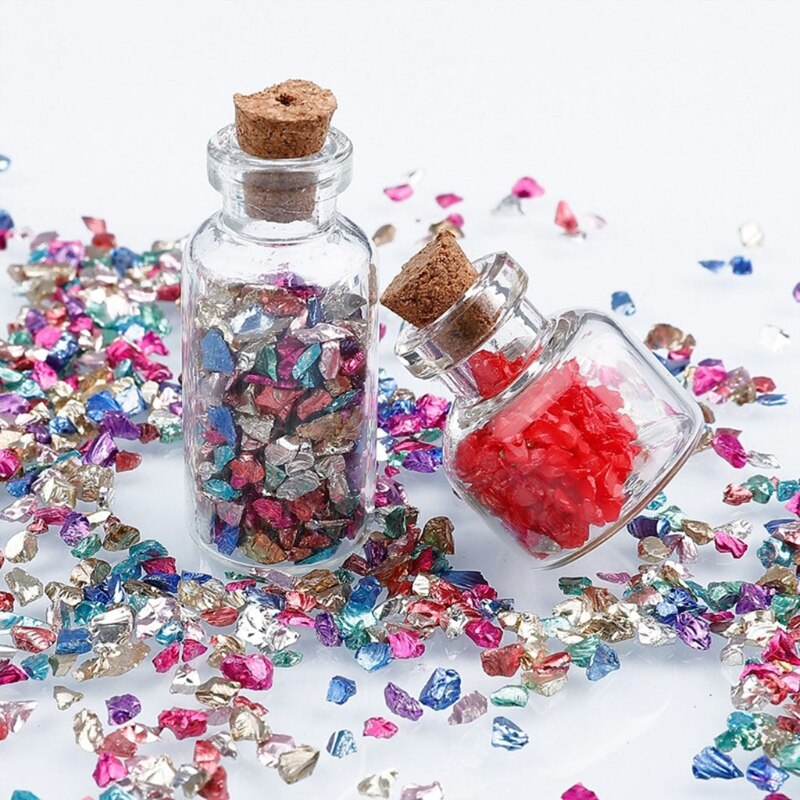 1 worek szkło kruszony kamień Chunky Glitter nieregularne szkło rozdrobnione żywicy epoksydowej formy wypełniacz zdobienie paznokci dekoracje DIY rzemiosło biżuteria M