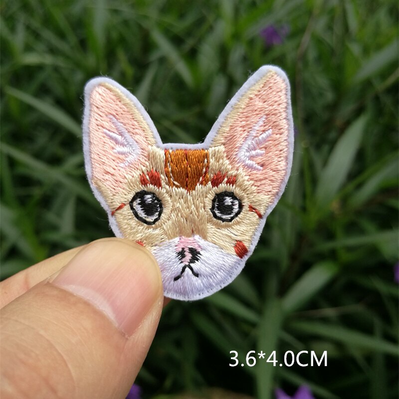 Computer embroidered badge cute little cat animal head embroidered cloth sticker decorative patch sticker: 8