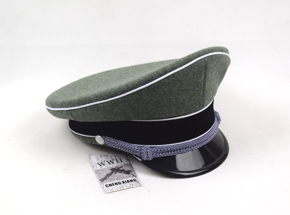 Officer Hat - German Elite Style - Chin Cords - Reenactment Cap