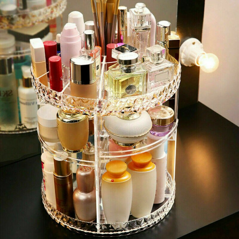 Roterende Cosmetische Crystal Make Organizer Opbergdoos Plank Display US