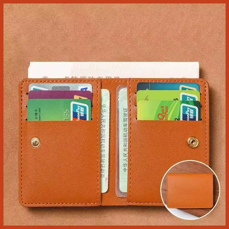 Solid Color PU Leather Small Wallet for Women Short Simple Women's Purse with Hasp Buttons Ultra Thin Credit Card Bag Coin Purse: Default Title