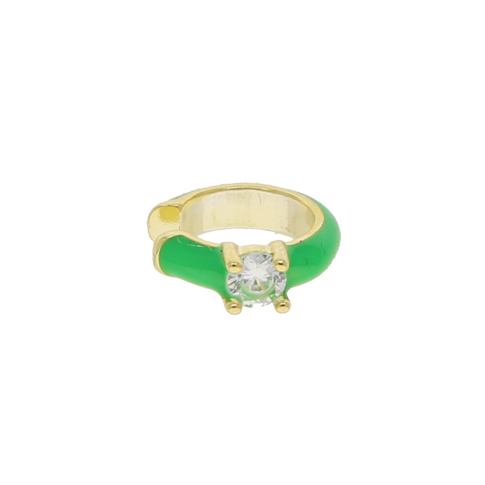 Brinco de clipe sem piercing moda feminina joias femininas 7 esmalte colorido único cz punhos de orelha: green