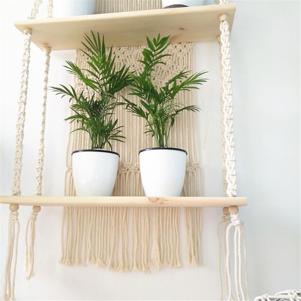 Macrame hængende planter kurv væg håndlavet plante bøjle potte indendørs vrang kant og træ perle fest bryllup hjem dekoration