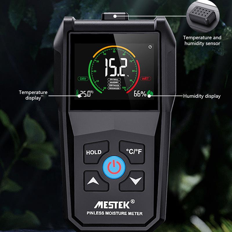 Mestek Inductieve Hout Vochtmeter Non-contact Hygrometer Digitale Vocht Detector Dichtheid 4 ~ 80% Meetinstrumenten