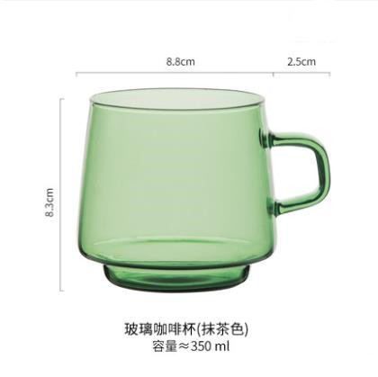 Tazza di vetro colorato tazza 350ml resistente al calore ambra blu verde impilabile tazza di vetro tazza da caffè tazza da tè 1pc: Verde chiaro