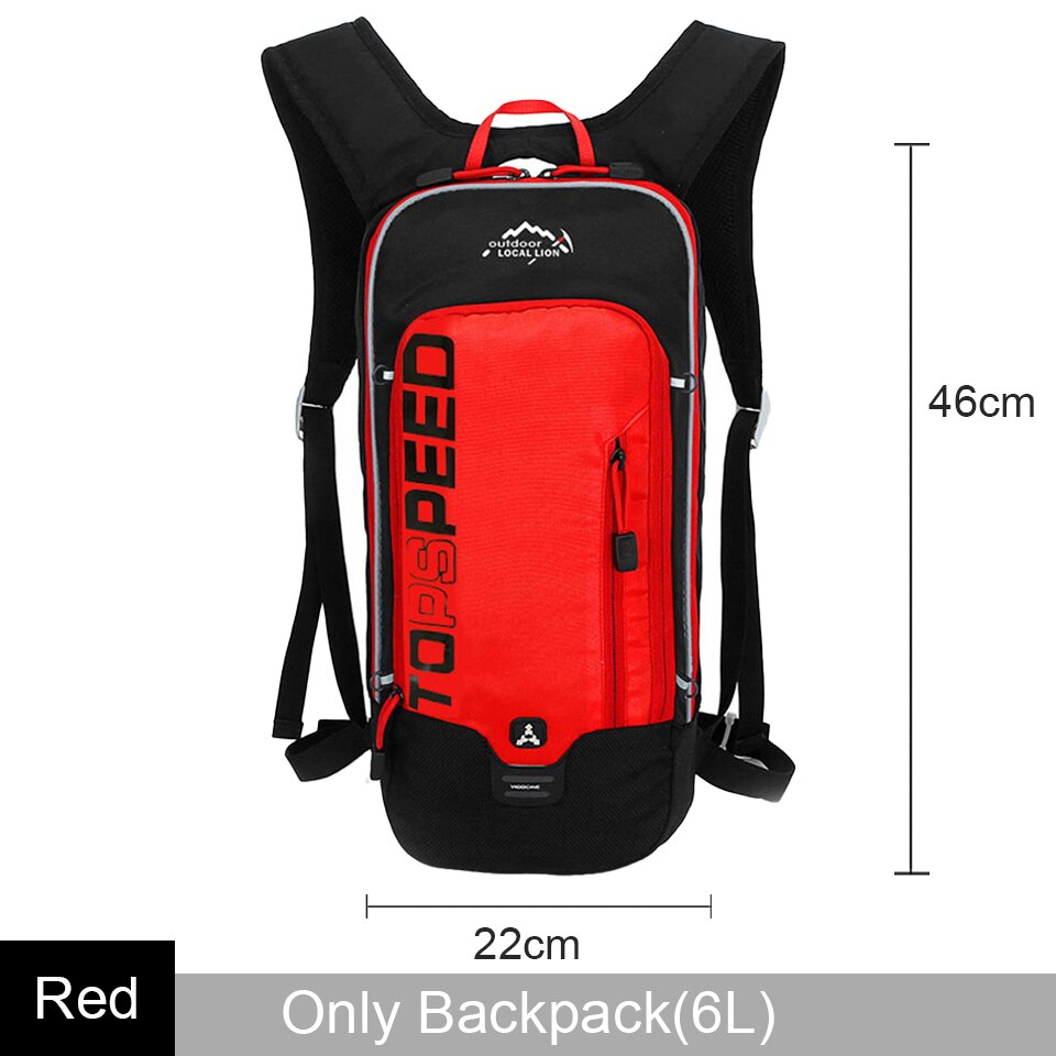 LOCAL LION 6L/5L Cycling Bag Men's Women Riding Waterproof Breathable Bicycle Backpack,Bicycle Water Bag,Bicycle helmet: A-Red