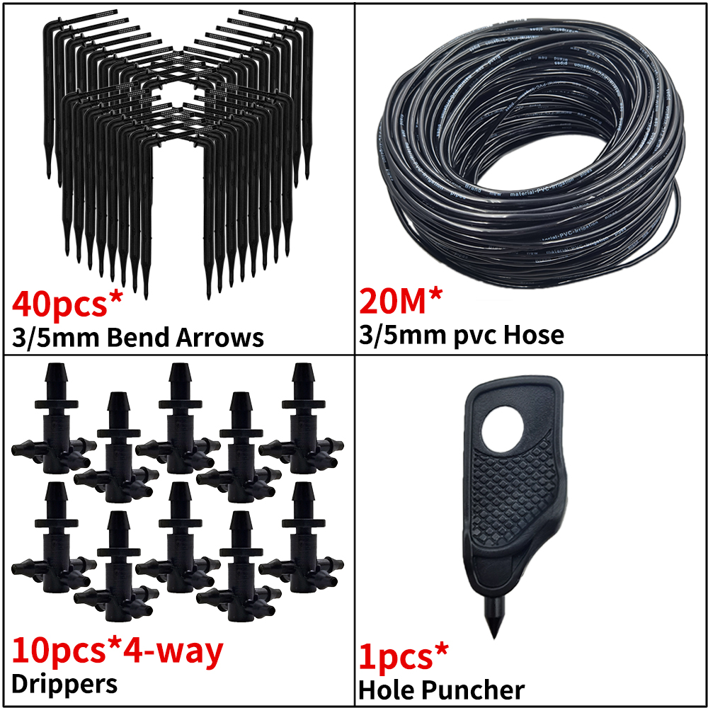 OASIS Greenhouse Drip Irrigation 4-way 3/5mm Drip Arrow 2-way Transmitter Irrigation Watering System for Bonsai Garden 10/20set: Blue