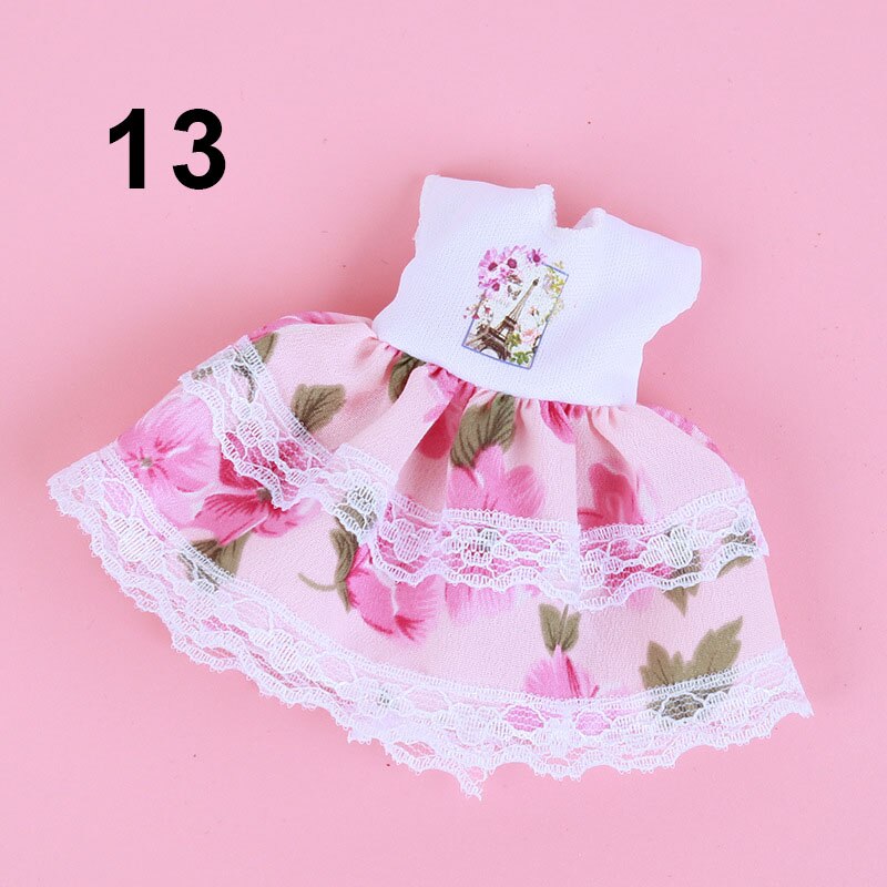 16cm bjd baby dukke tøj 1/12 blomster prinsessekjole dagligt fritidstøj tilbehør dukker legetøj til piger cool: 13