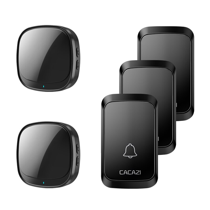 Cacazi Waterdichte Usb Draadloze Deurbel 300M Range Thuis Intelligente Deurbel 60 Chimes 2 3 4 5 Knop 2 3 Ontvanger: green