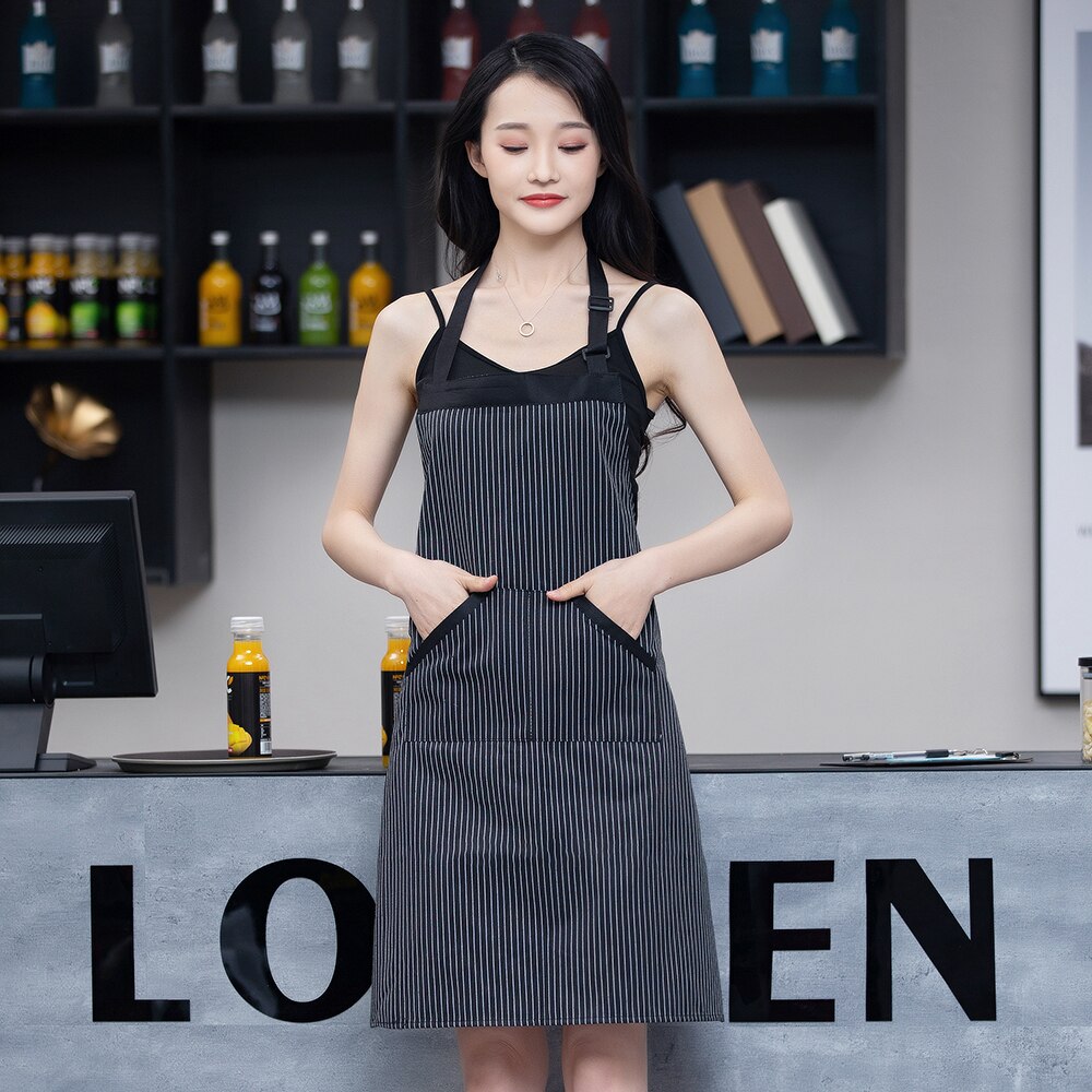 Cotton Diagonal pocket clothes apron unisex kitchen cooking apron barbecue haircut work apron restaurant waiter apron: Gray