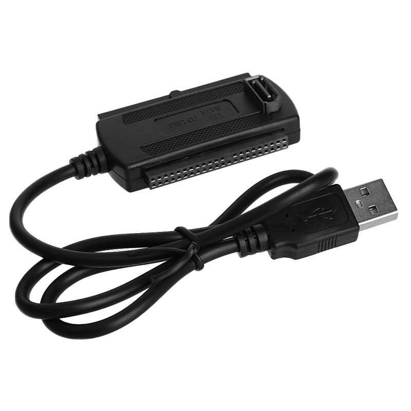 USB 2.0 To IDE & SATA Adapter Cable For 2.5/3.5 Inch Hard Drives - HDD Converter With Power Supply