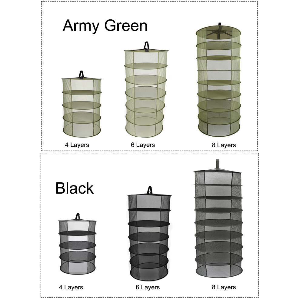 4/6/8 couches suspendus panier avec fermeture à glissière pliant support sec herbe séchage Net sèche sac maille pour herbes fleurs bourgeons plantes