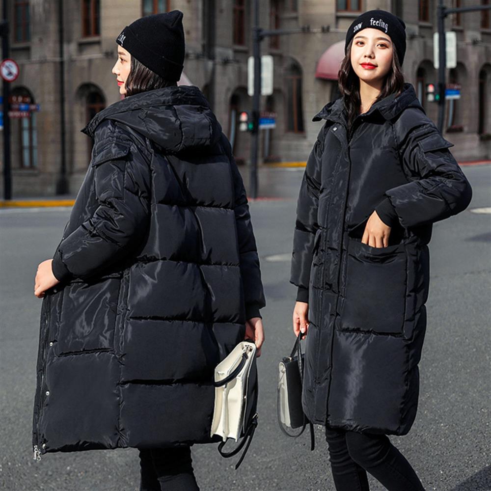 Vinter gravidjacka casual solid tjock varm lång luva parkas jackor gravid ficka snö lösa kappor m -3xl