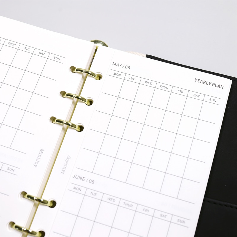 5 Sheets Yearly Planner Monthly Schedule Refill Papers A5 A6 Three Fold Refills for 6 Hole Binder Organizer Notebook Papers