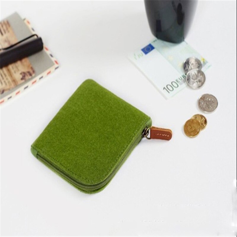 Kvinder piger søde følte simpel møntpung kort tegnebog lille taske skiftetaske nøgle kortholder ensfarvet piger: Grøn