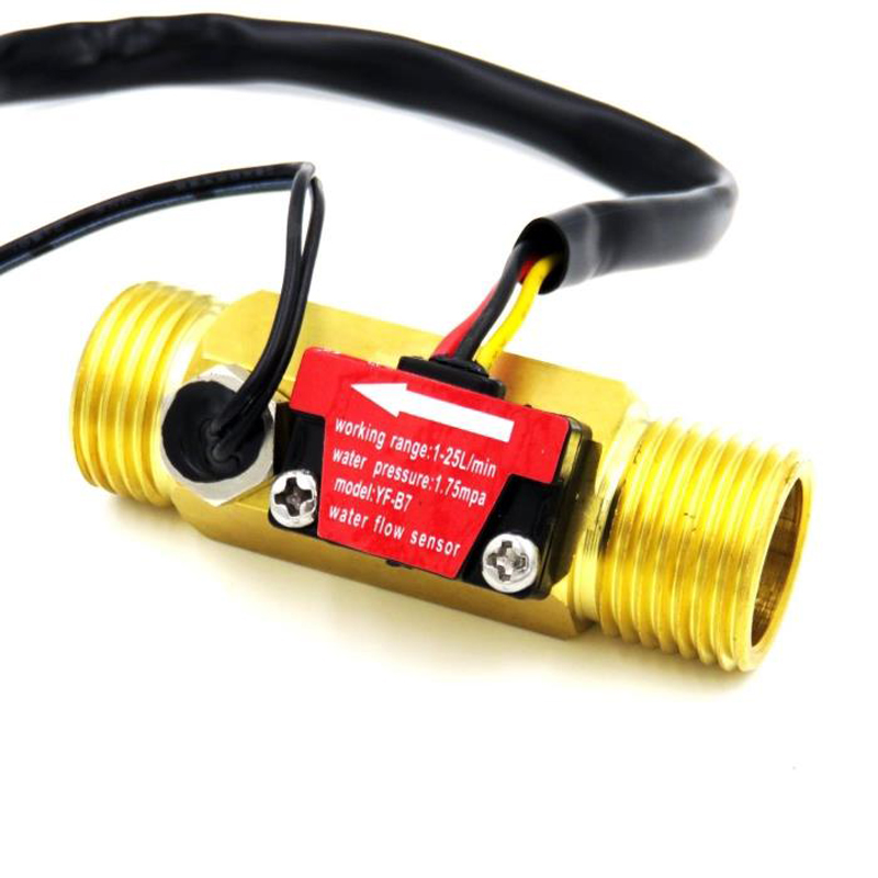 G1/2 Water flow sensor Hall flowmeter with temperature detection Metal copper shell flowmeter turbine flow meter Copper sensor