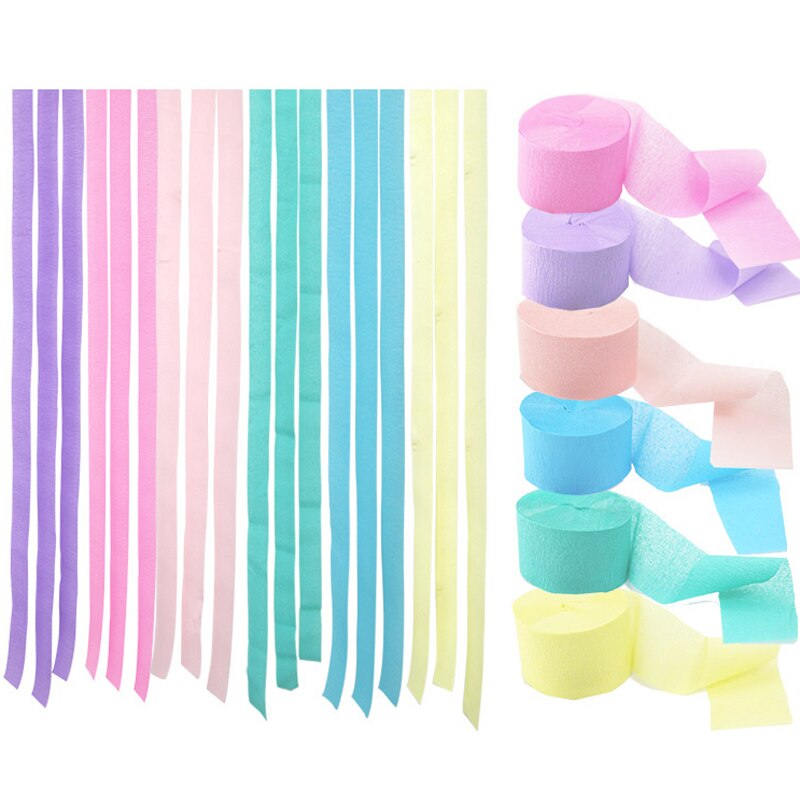 Banderoles en crêpe Pastel de 25M, rouleau de papier de fond licorne arc-en-ciel Pastel, fête d&#39;anniversaire, Baby Shower, baptême et mariage