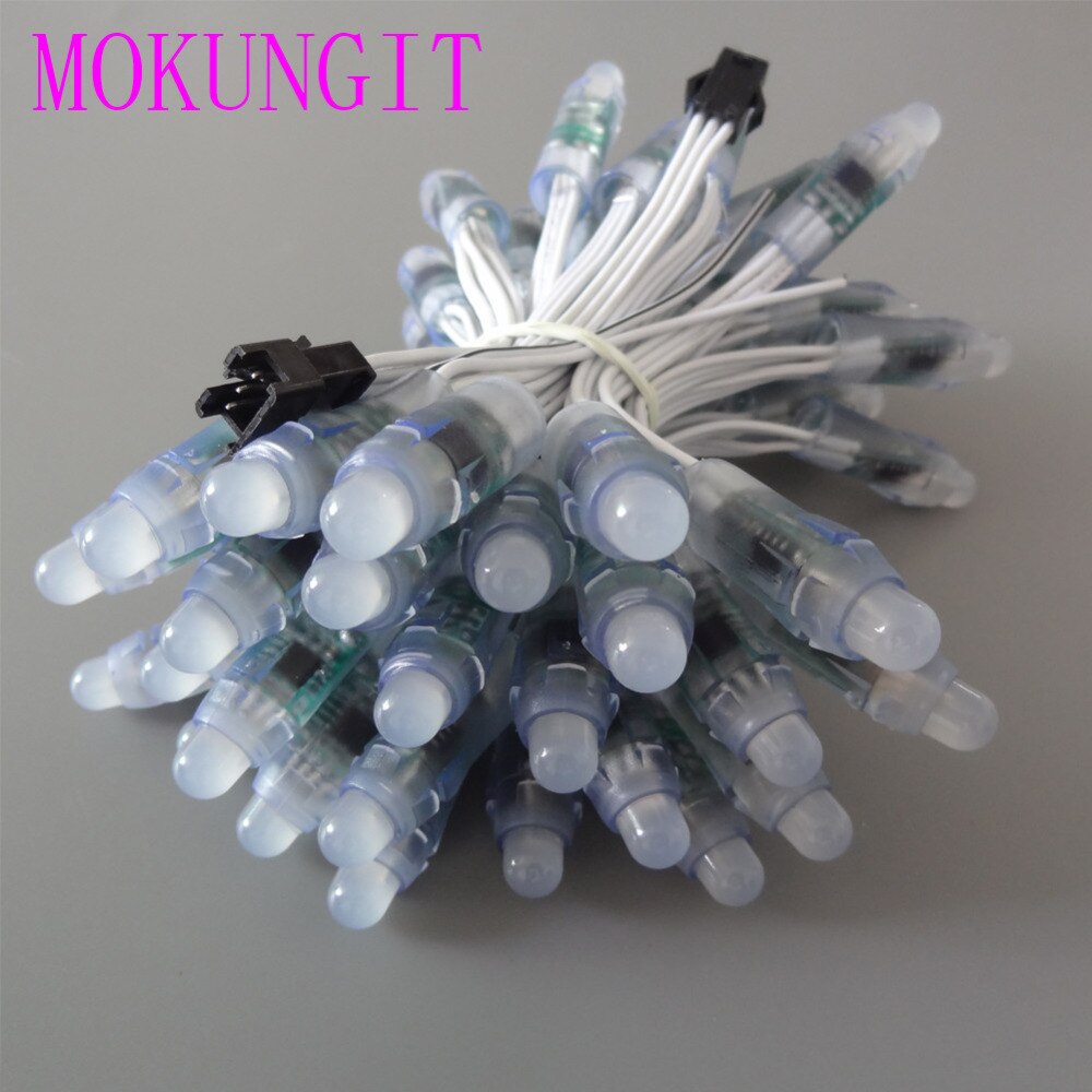 1 string (50pcs/string) WS2811 12mm 1 led pixel module F8 RGB node waterproof RGB LED White string round outdoor advertising