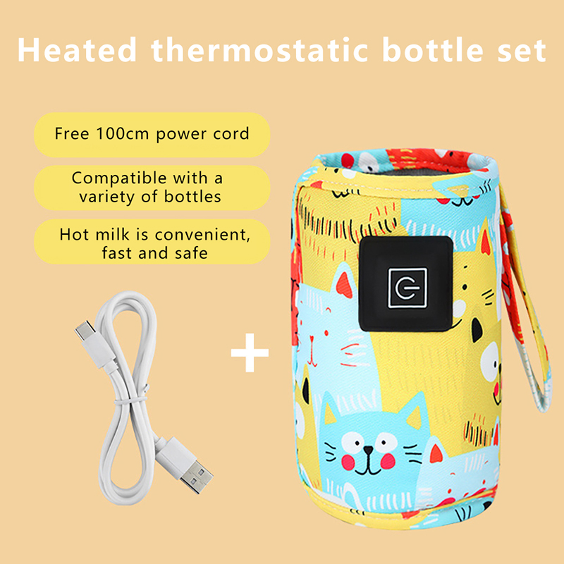 USB melkwaterverwarmer, reiswandelwagen geïsoleerde tas, zuigflesverwarmer, draagbare flesvoedingswarmer, Kerstmis, Halloween: green