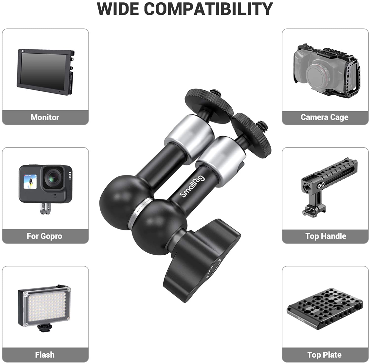 Braccio magico regolabile per fotocamera DSLR SmallRig braccio articolato da 5.5 pollici con filettatura 1/4 per supporto tenere sotto controllo LCD 2065