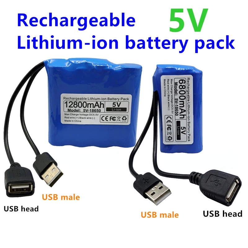 Original 6800mAh/12800mAh 5V 18650 lithium battery pack for Single Chip Microcomputer Outdoor LED Lamp,USB Fan,Bluetooth Speaker