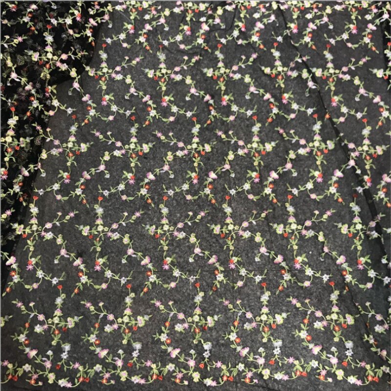 1 yard sort broderet blondestof polyester damekjole broderet stof